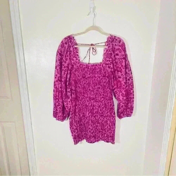NEW Free People Smock It To Me Mini Dress Azalea Floral Bohemian Cottagecore - Picture 2 of 8